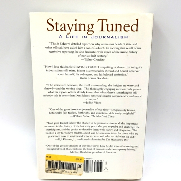 2/$10 Staying Tuned A Life In Journalism Daniel Schorr Hardcover Book Memior - Picture 5 of 7